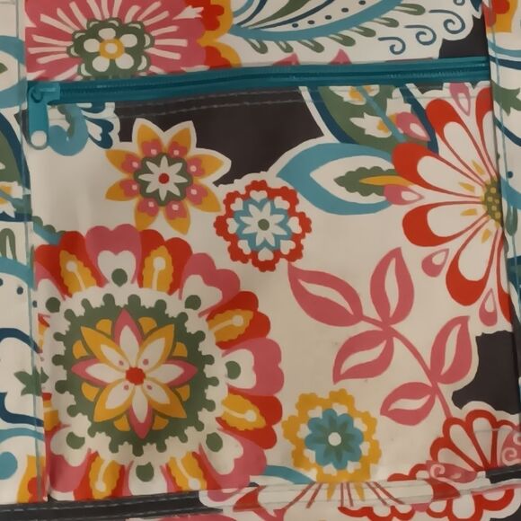 Waverly Fabric Multi Color Floral Waterproof Beach Tote Bag 14x18 - Picture 6 of 7